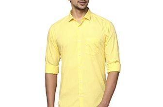 Park Avenue Men’S Full Sleeve Slim Fit Medium Yellow Casual Shirt