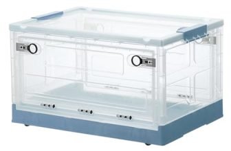 Amazon Brand – Umi Plastic Storage Box With Lid & Wheels – Diy Collapsible Folding Storage Bins 25 Ltr Stackable Organizer Wardrobe Underbed For Books, Cloths, Toy (L 40 X B 30 X H 24 Cm), Blue