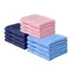 haus & kinder 100% Cotton 12 Piece Face Towel Set Highly Absorbent Quick Dry for Beach Gym Pool 500 GSM (Pink, Navy & SkyBlue)