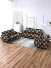 Cortina Sofa Cover One 3 Seater And Two 1 Seater Fully Covered Universal 5 Seater For Living Room Non-Slip Sticky Elastic Stretchable Couch Sofa Set Slipcover Protector, Brown