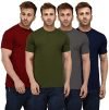 London Hills Men’s Regular Fit T-Shirt (Pack of 4) (LH_T_462_61_52_53_RUST.OLV_DB_SIZE.L_Multicolored_Large)