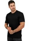 SMOWKLY Solid Colored Round Neck T- Shirt for Men || Mens T Shirt || Trendy T Shirt (1277_BK_3XL) Black