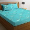 Bsb Home Premium Double Bedsheet With 2 Pillow Covers – 160 Tc Supersoft Glace Cotton – Breathable & Wrinkle Free – 3 Pcs Set | Sky Blue Aqua