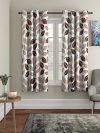 Cortina 2 Piece Floral Design Panel Eyelet Polyester Window Curtains – 5 Feet, Brown
