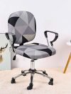 Cortina Computer Desk Seat Covers | Stretchable Elastic Polyester Spandex Cover | Removable Revolving Chair Protector | Office Chair Polyester Covers | Geometry Print – Grey | Chair Cover Set Of 1