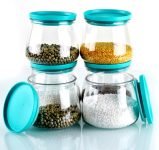 Flipkart Smartbuy Plastic Grocery Container – 900 Ml(Pack Of 6, Blue, Clear)