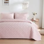 Bsb Home All-Weather Embroidered 3 Pcs Comforter Set With Pillow Shams – Light Weight Bedspread/Duvet/Quilt – Double, 150 Gsm | Pink