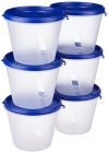 Amazon Brand – Solimo Nestable & Stackable Polypropylene Container Set, Round, 1000 ml, Set of 6, Blue