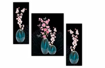 Saf Set Of 3 Flower Uv Tectured Multi Effect 6 Mm Mdf Framed Decorated Gift Item 12 Inch X 18 Inch Paintings Sanfjm32429