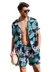 Greciilooks Night Suit Set For Men| Rayon Printed Night Dress Set| Pajama Shorts Night Suits Set| Men Lounge Wear Set| Summer Wear For Men| Goa Wear Set (Large, Blue)