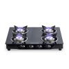 Lifelong LLGS30 Manual Ignition High Efficiency 4 Burner Gas Stove with Toughened Glass Top, ISI Certified, For LPG Use (1 Year Warranty, Doorstep Service, Black)