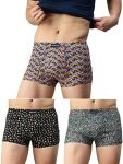 Lux Cozi Pack of 3 Men’s Assorted Inner Elastic Semi Long Printed Trunk (Size : 90cm)