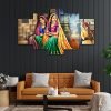 Perpetual Rajasthani Paintings for Living Room |3D Painting for Wall Decoration | Rajasthani Decoration Items | Paintings for Bedroom Set of 5 (75×43 Cm)(Multi)