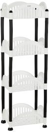 Amazon Brand – Solimo Four-Tier Multipurpose Plastic Rack for Kitchen, Living Room, Bathroom (Convex, Black and White)