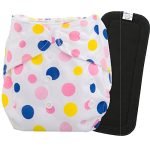 Babymoon (Set of 2) 1 Cloth Diaper with 5Layers Charcoal Bamboo Insert) Premium Adjustable Reusable Washable Cloth Diaper for Babies (Pink Polka Dots)