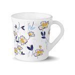Larah By Borosil Novelty Series Amara Blue Opalware Mug, Set Of 6 Tea/Coffee Mugs, 110 Ml Each, Microwave & Dishwasher Safe, Bone-Ash Free, Crockery Set Ideal For Daily Use & Gifting, White