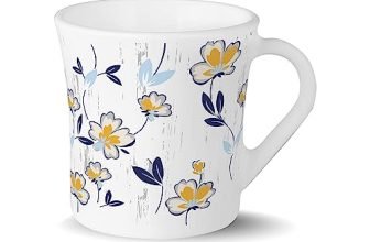 Larah By Borosil Novelty Series Amara Blue Opalware Mug, Set Of 6 Tea/Coffee Mugs, 110 Ml Each, Microwave & Dishwasher Safe, Bone-Ash Free, Crockery Set Ideal For Daily Use & Gifting, White