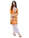 EthnicJunction Women’s Orange Georgette Chikankari Embroidery Straight Kurta (B47-Prism-Orange_M)