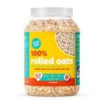 Yogabar 100% Rolled Oats 1kg | Premium Golden Rolled Oats, Gluten Free Oats with High Fibre, 100% Whole Grain, Non GMO | Healthy Food with No Added Sugar | Diet Food for Weight Loss – 1kg