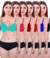 Pibu-Women’S Light Padded Full Coverage Non Wired Cotton Bra Panty Set For Women Lingerie Set Sexy Honeymoon Undergarments (Color : Green,Pink,Maroon,Red,Blue,Black)(Pack Of 6) Model No : Sk010