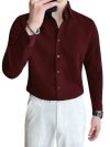 GRECIILOOKS Men Solid Regular Fit Casual Shirt (Pack of 1) (GL-MS-6134-White_Maroon_L)