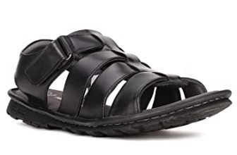 Bata Mens Pu Step Black Flat Sandal – 7 Uk (864-6714)