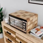 Heart Home Oven Top Cover | Microwave Oven Top Cover | Microwave Cover with 4 Utility Pockets | Oven Cover for Kitchen Décor | Chatai Oven Top Cover | Brown