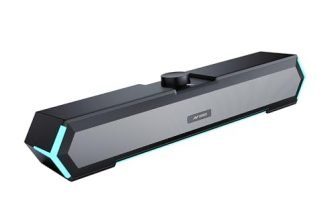 Ant Esports Gs365Sb Mini Soundbar Wired Pc Speaker,Usb Powered 3.5Mm 10W Dual Hifi Stereo, Led Lighting Speakers With Surge Clear Sound For Desktop,Laptops,Macbook,Tablets,Monitor,Mobiles,Pc- Black