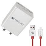 Zebronics-MA203 USB Port,33 watts, Quick Charger, Single Port Adapter (White)