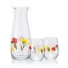 Pasabahce Floral Party Glass Juice Set From House Of Pasabahce From Turkey, Printed Transparent Floral Party Glass Juice Set, 1180 Ml + 350 Ml In Set Of 1+2 Pcs, Perfect Fit For Water/Juice.