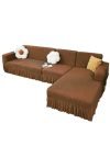 Cortina Couch Cover L Shape | 2 Pieces Sofa Cover | Soft Stretch Slipcovers | Furniture Protector Sectional Couch Covers | 2 Seater + 2 Seater | Brown