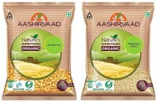 Aashirvaad Organic Urad Dal Split, 1 Kg & Aashirvaad Nature’S Super Foods Organic Chana Dal Pouch, 1 Kg