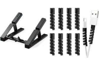 Striff Laptop Stand For Desk(Blackish) 12 Pieces Highly Flexible Silicone Micro Usb Protector(Black)