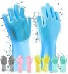 Yogitej® Silicone Magic Dish Washing Gloves, Silicon Hand Gloves for Kitchen Dishwashing and Pet Grooming, Great for Washing Dish, Car, Bathroom (Multicolor) – 1 Pair