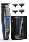 Caresmith Crew T-Blade Beard Trimmer For Men Rechargeable | Solid Steel Blade Beard Shaper | Led Battery Display | 2 Hrs Battery Life | 7000 Rpm Motor Hair Trimmer Men | 4 Combs & Carry Pouch | Shaver For Men
