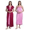 Shasmi Women’s Satin Full Length Night Suit/Nighty/Nightdress/Night Gown for Women and Girls (Satin 9ty Baby Pink Dark Pink)