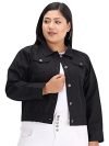 FUNDAY FASHION Plue Size Full Sleeve Solid Women Casual Cotton Blend Jacket (Small, Black)