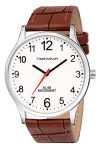 TIMEWEAR Analog White Number Dial Brown Leather Strap Watch for Men