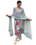 ANNI DESIGNER Women’s Cotton Blend Straight Printed Kurta with Pant & Dupatta (AD312 Green_M_Green_Medium)