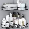 OSWELL Multipurpose Bathroom Corner Storage Organizer Wall Mounted Rack Shelf Shower Caddy | Shelf Adhesive Bathroom Accessories Kitchen Storage Rack (Black)