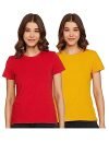 Amazon Brand – Symbol Women’s Regular Fit T-Shirt (RN-PO2-COMBO29_Mustard & Chinese Red 2XL)