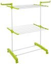 Amazon Brand – Solimo Premium Steel Double Supported 2 Layer Cloth Drying Stand, Foldable and Movable (White & Green)