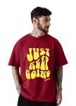 LEOTUDE Oversized Cottonblend Half Sleeve Printed Round Neck Men’s Tshirt (FS49_Going_49_P_Maroon_L)