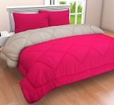 Rajasthanikart Microfiber Reversible Comforter, Single (Pink And Grey, 200 Gsm)