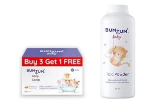 Bumtum Paraben Free Baby Soap (4N X 50 Gram) & Baby Talc Powder (200 Gram) Combo