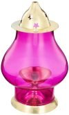 Amazon Brand – Solimo Brass Akhand Jyot with Pink Borosilicate Glass Festival Essential