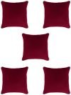 HOMETALES Pack of 5 Polyester Checks Solid Square Cushion Cover 40×40 Cm Red
