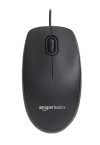 Amazon Basics Wired Mouse up to 1000 DPI I Upper Shell : Black Plastic Surface I Black