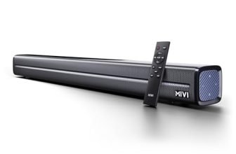 Mivi Fort Q80 Soundbar With 80W Surround Sound, 2.2 Channel Soundbar With 2 In-Built Subwoofers, Multiple Eq And Input Modes, Remote Accessibility, Bluetooth V5.1, Made In India Sound Bar For Tv