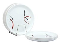 Varmora Nova Plastic Dinner Plate Set (Des-2, White)- 6 Pcs